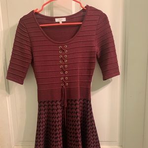 Candies Houndstooth Maroon dress